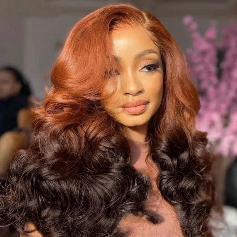 #350/4 Ombre Double Drawn Bouncy Curl 13x4 Transparent Lace Full Frontal 300% Density Wig